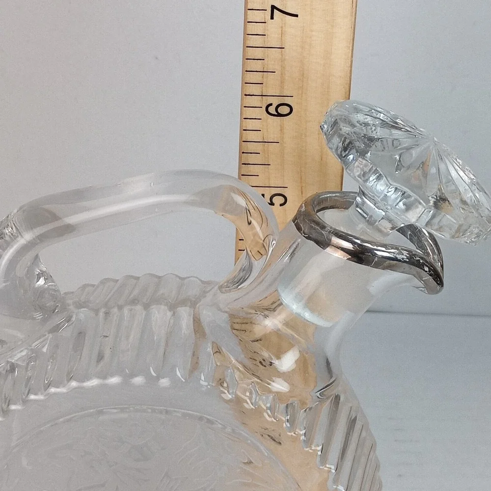 VTG Paden City Etched Spring Orchard and Birds Tilt Cordial Decanter w/Stopper